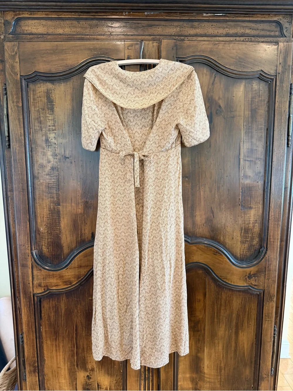 Vintage J.Peterman Silk Cream Floral Midi Tea Dress SZ M